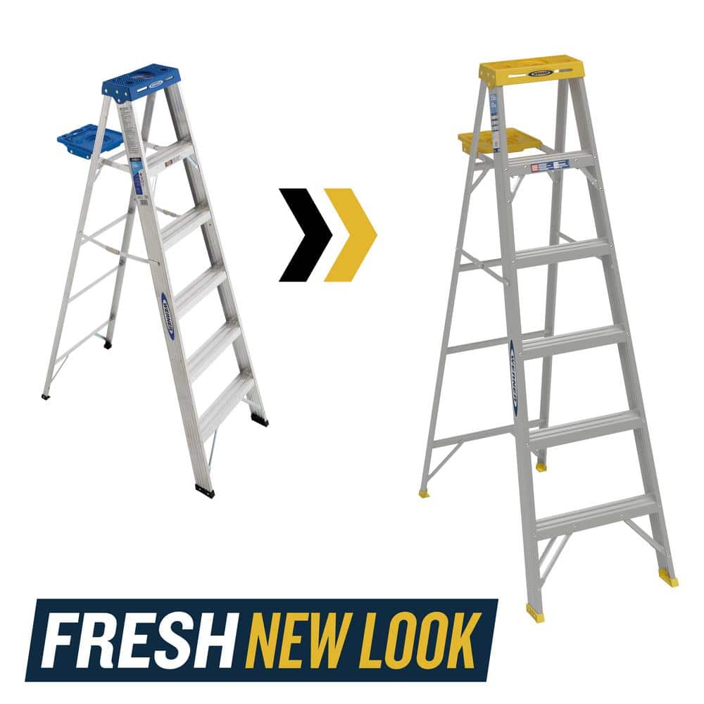 Aluminum　366　Step　Height)　lb.　with　Home　Ladder　Duty　I　(10　ft.　Reach　Depot　Rating　Load　250　Capacity　Type　The　Werner　ft.