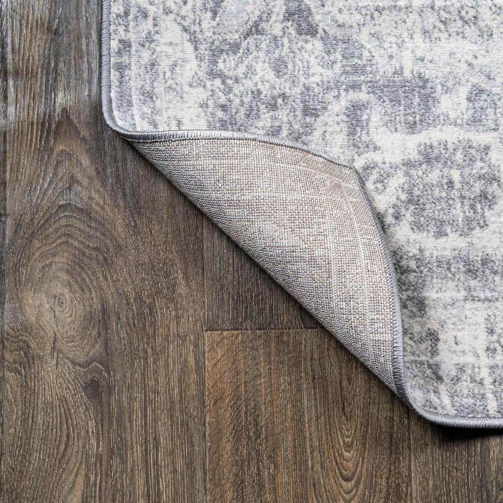 Elegant Cream/Grey Synthetic 2' x 10' Runner Rug