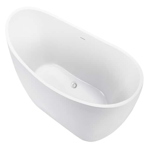 67 in. x 28 in. Acrylic Freestanding Soaking Bathtub with Reversible Drain in White