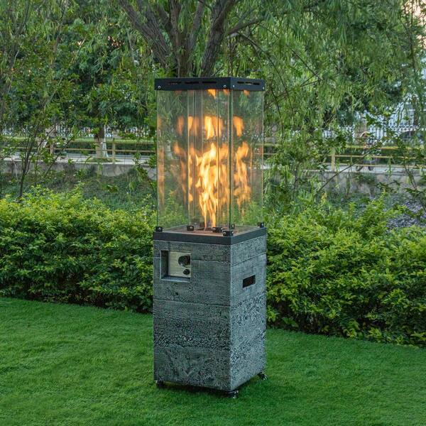 Sungrd 41,000 BTU Adjustable Flame Gray Rustic Propane Patio Heater with Dust Cover