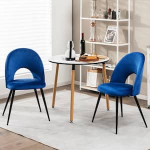 Dining Chair Set of 4 Velvet Upholstered Side Chair with Metal Base for Living Room Blue