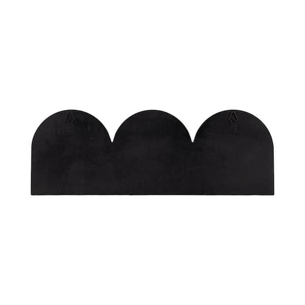 19 in. x 2 in. Black Wood Boho 3-Arch Decorative Wall Shelf with Hooks