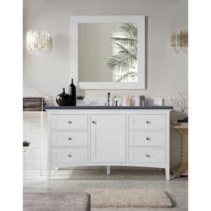 Palisades 60 in. W. ixn.D  35.3 in. H Single Bath Vanity in Bright White with Quartz Top in Charcoal Soapstone
