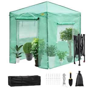 8 ft. x 6 ft. x 8 ft. Pop-Up Greenhouse High Strength PE Cover Powder-Coated Steel Construction Portable Greenhouse