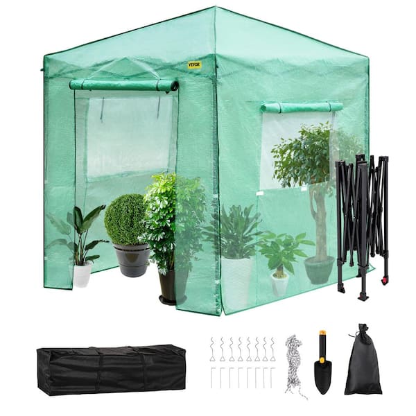 VEVOR 8 ft. x 6 ft. x 8 ft. Pop-Up Greenhouse High Strength PE Cover Powder-Coated Steel Construction Portable Greenhouse