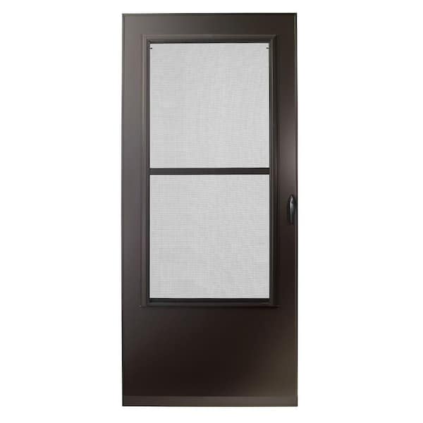 EMCO 200 Series 30 in. x 80 in. Bronze Universal Triple-Track Storm Door with Black Hardware