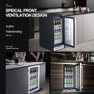 15 in. Single Zone 100 Cans Beverage and Wine Cooler in Black with Triple Glazed Door and Door Lock