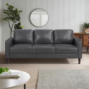 Lazzara Apollo 77 in. W Square Arm Faux Leather Rectangle Sofa in