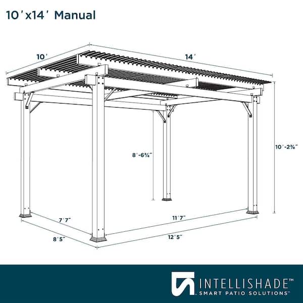 10 ft. x 14 ft. Black Aluminum Manual Pergola