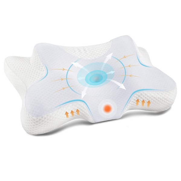 Unbranded Ergonomic Memory Foam Neck Support Pillows with White Breathable Pillowcase, Standard Size