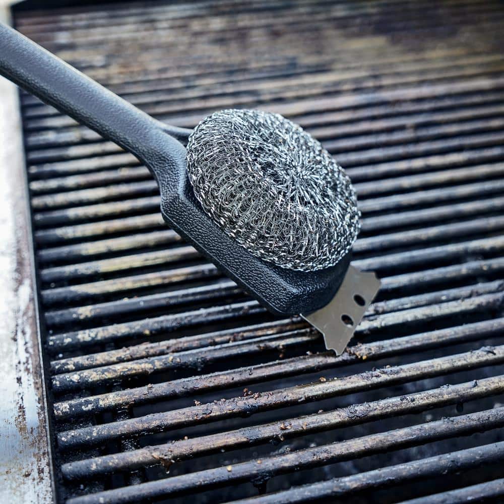 Even Embers Steel Wool Grill Brush with Long Handle