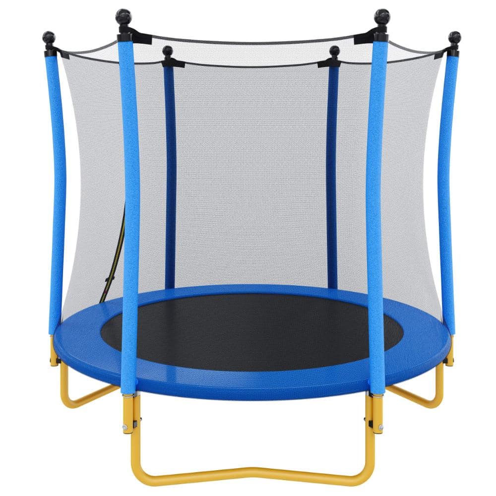 5.5FT Kids Trampoline with Safety Net, U-Shaped Legs, Foam Poles, Indoor Outdoor Toddler Trampoline, Blue