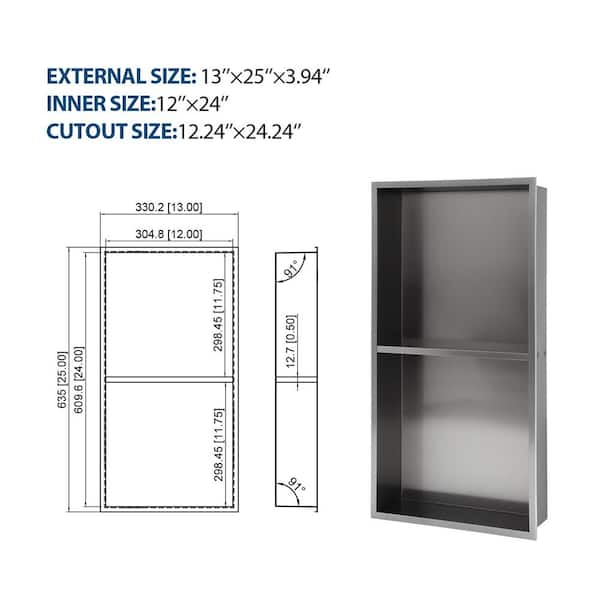nicho★ Coporesell 13 in. W x 25 in. H x 4 in. D Shower Niche Set of