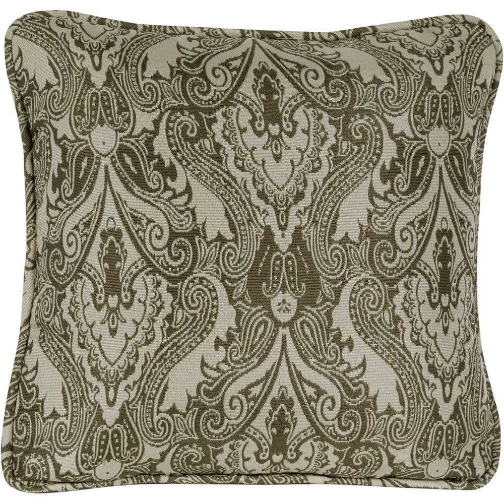 Vintage Meadow Green Indoor/Outdoor Square Throw Pillow