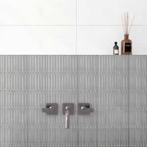 Porcetile Reactive Blue Gray 11.2 in. x 11.91 in. Stacked Glossy Porcelain Mosaic Wall and Floor Tile (9.3 sq. ft./Case)