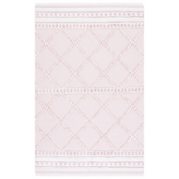 SAFAVIEH Augustine Pink/Ivory 3 ft. x 5 ft. Braided Diamonds Area Rug