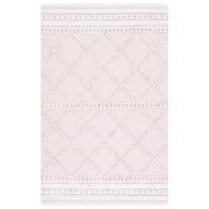 Augustine Pink/Ivory 6 ft. x 10 ft. Braided Diamonds Area Rug