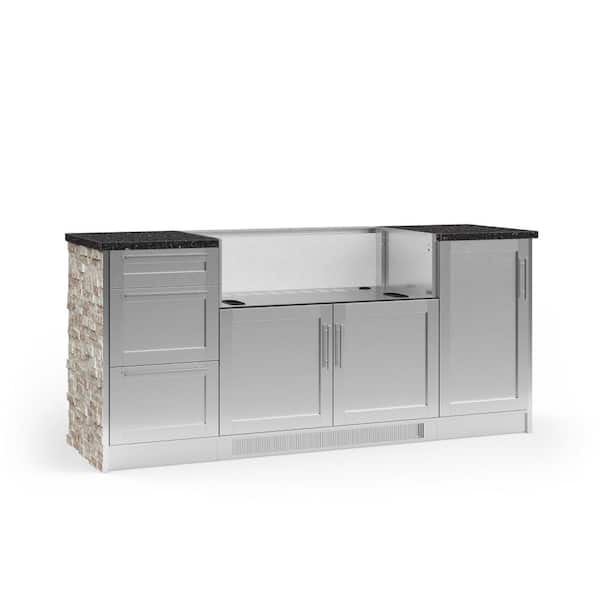 NewAge Products Signature Series 79.16 in. x 25.5 in. x 37 in. 8-Piece Outdoor Kitchen Cabinet Set with 40 in. Grill Cabinet
