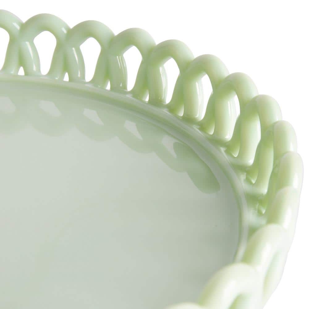 Mint Green Jadeite Glass Pedestal Cake Stand
