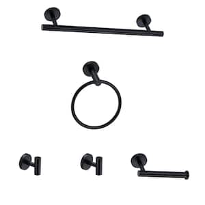 5-Piece Bath Hardware Set 16 in. with Mounting Hardware in Matte Black