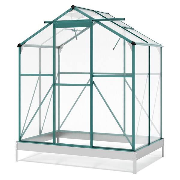 ouoteto 6.2 ft. W x 4.3 ft. D Outdoor Walk-In Gardening Polycarbonate Greenhouse with Sliding Door for Garden, Backyard