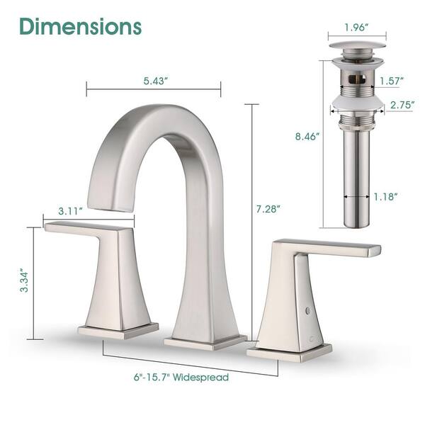 YASINU 8 in. Widespread Double Handles Bathroom Faucet with