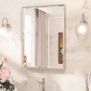 22 in. W x 30 in. H Framed Rectangular Brushed Nickel Mirrors for Bathroom Wall Beveled Mirror Bathroom Vanity Mirror
