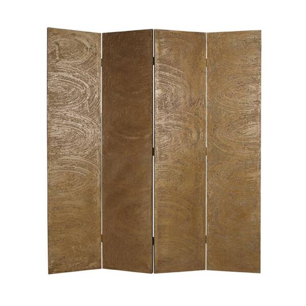 HomeRoots Mariana 6 ft. Gold 4-Panel Screen Divider