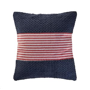 Nautical Navy 20 in. x 20 in. Striped Throw Pillow