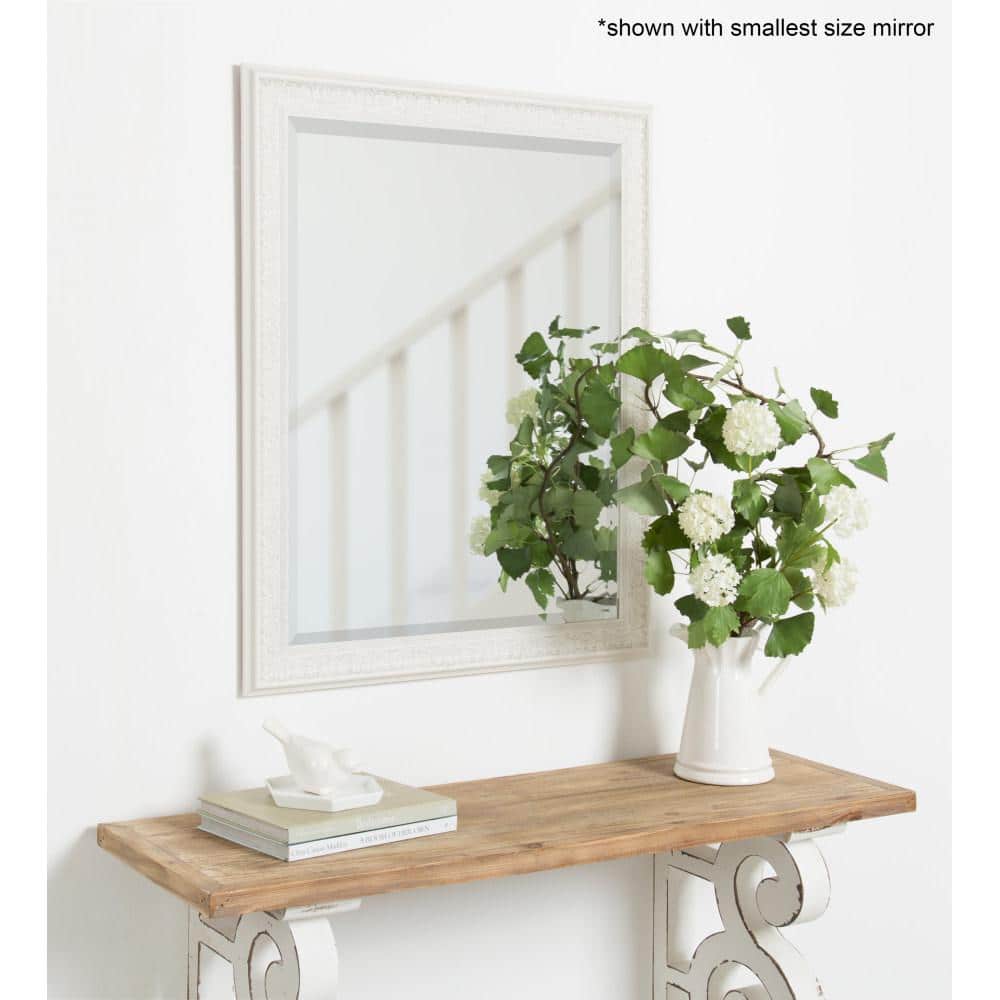 Kate and Laurel - Alysia Large Decorative Frame Rectangle Wall Mirror, 26.5 x 32.5 White