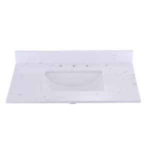 36 in. W x 22 in. D Engineered Stone Composite Vanity Top in White with White Rectangular Single Sink