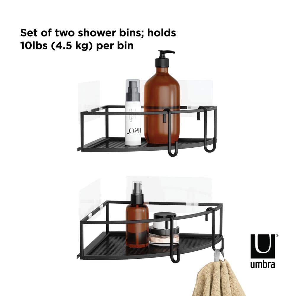 Black Iron Suction Mount Shower Caddy Set