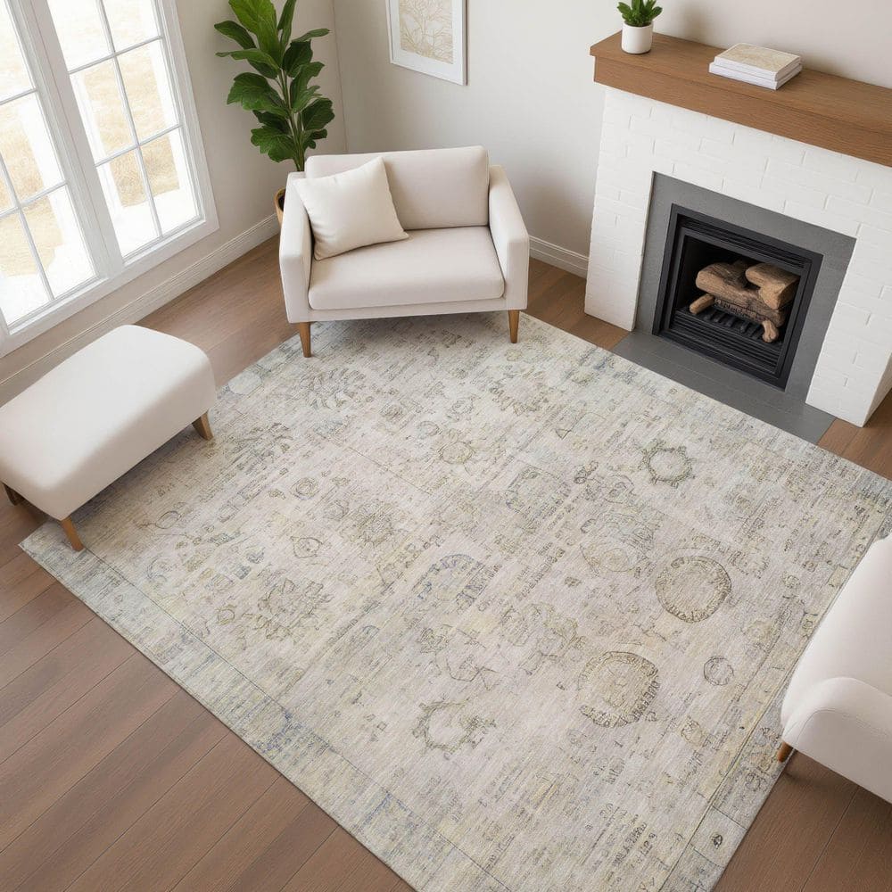 Mayfield Premium Machine Washable Abstract AMF1769 Linen 3 ft. x 5 ft. Area Rug price history on PriceWatchPro