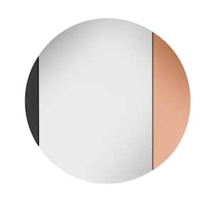 Alpha 23.75 in. H x 23.75 in. W Round Frameless Black and Rose Gold Mirror