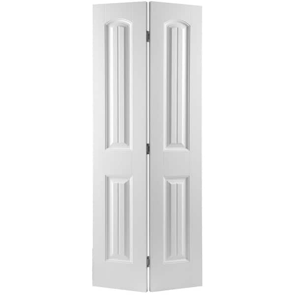 Masonite 30 in. x 80 in. Cheyenne 2-Panel Camber Top Primed White Hollow-Core Smooth Composite Bi-fold Interior Door