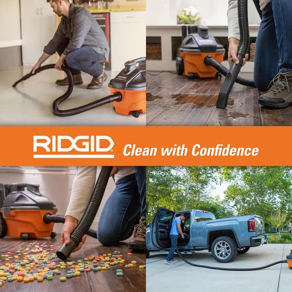  RIDGID Wet Dry Vacs VAC5000 Portable Wall Mount Wet Dry Vacuum  Cleaner for Shop or Garage, 5-Gallon, 5.0 Peak Horsepower, Small Shop Vacuum  Cleaner for Garage or Home : Industrial 