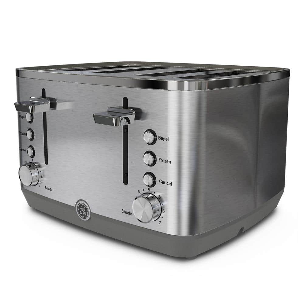 Stainless Steel 4-Slice Toaster with Wide Slots and Crumb Tray