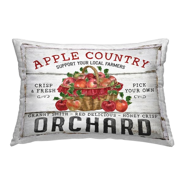 Rustic Apple Orchard Red Rectangular Outdoor Throw Pillow