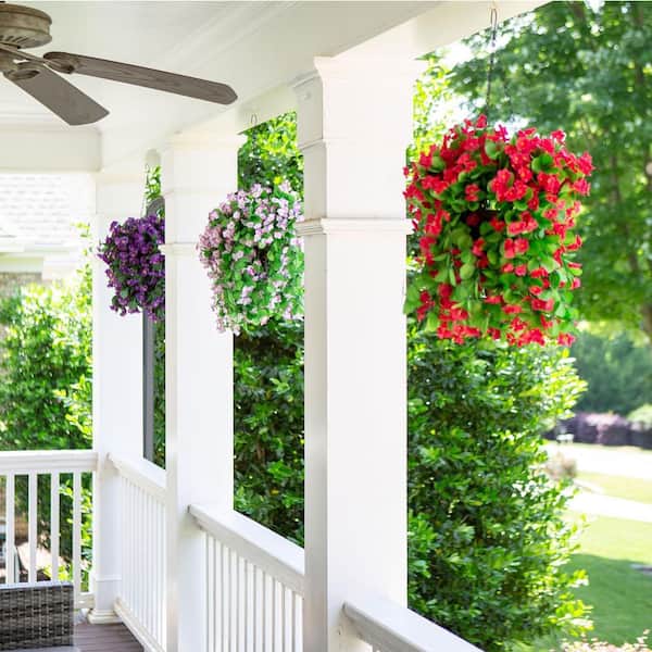 19.7 in. White Outdoor Artificial Flowers Morning Glory in Brown