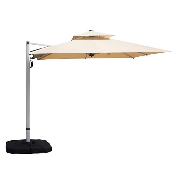 9 ft. Aluminum Cantilever Tilt Patio Umbrella in Beige Beige