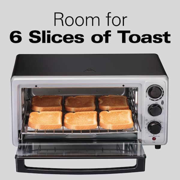 1500-Watt 6-Slice Silver Toaster Oven with Toast, Bake and Broil Settings  in 2023