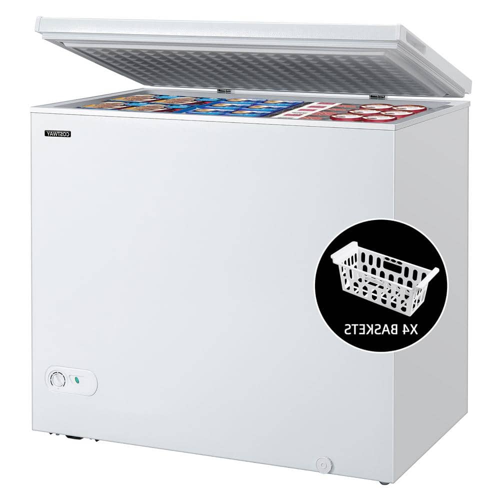Compact White 5.2 Cu.ft Chest Freezer with 3 Baskets