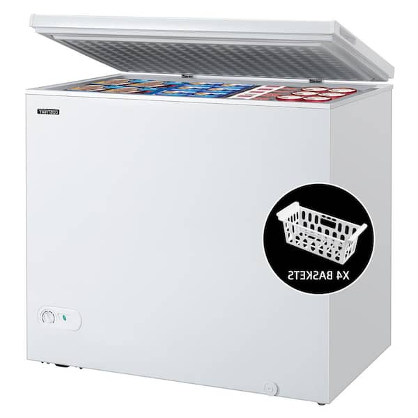 Chest Freezer 7 Cu. ft, Free-Standing Top Open Door, Deep Freezer with Adjustable Thermostat Control&Removable Baskets, White