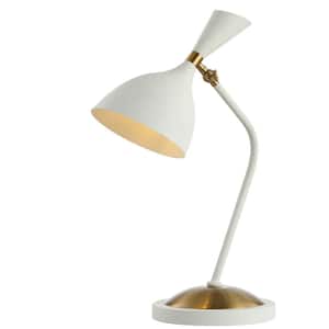 Albert 21.5 in. White/Gold Iron Retro Mid-Century LED Table Lamp