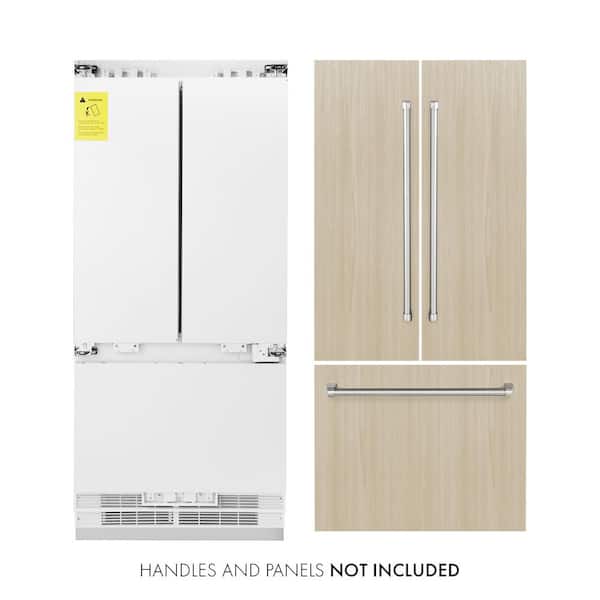 ZLINE Kitchen and Bath 36 in. 3-Door Panel Ready French Door Refrigerator with Internal Ice and Water Dispenser