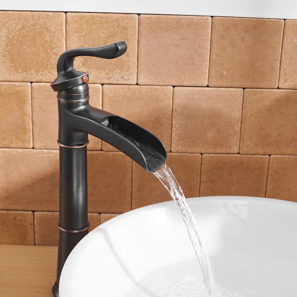 Oil-Rubbed Bronze Single-Handle Waterfall Vessel Faucet