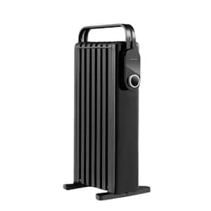 1500-Watt Black Electric Oil Filled Radiator Convection Space Heater with Foldable Rack in Black