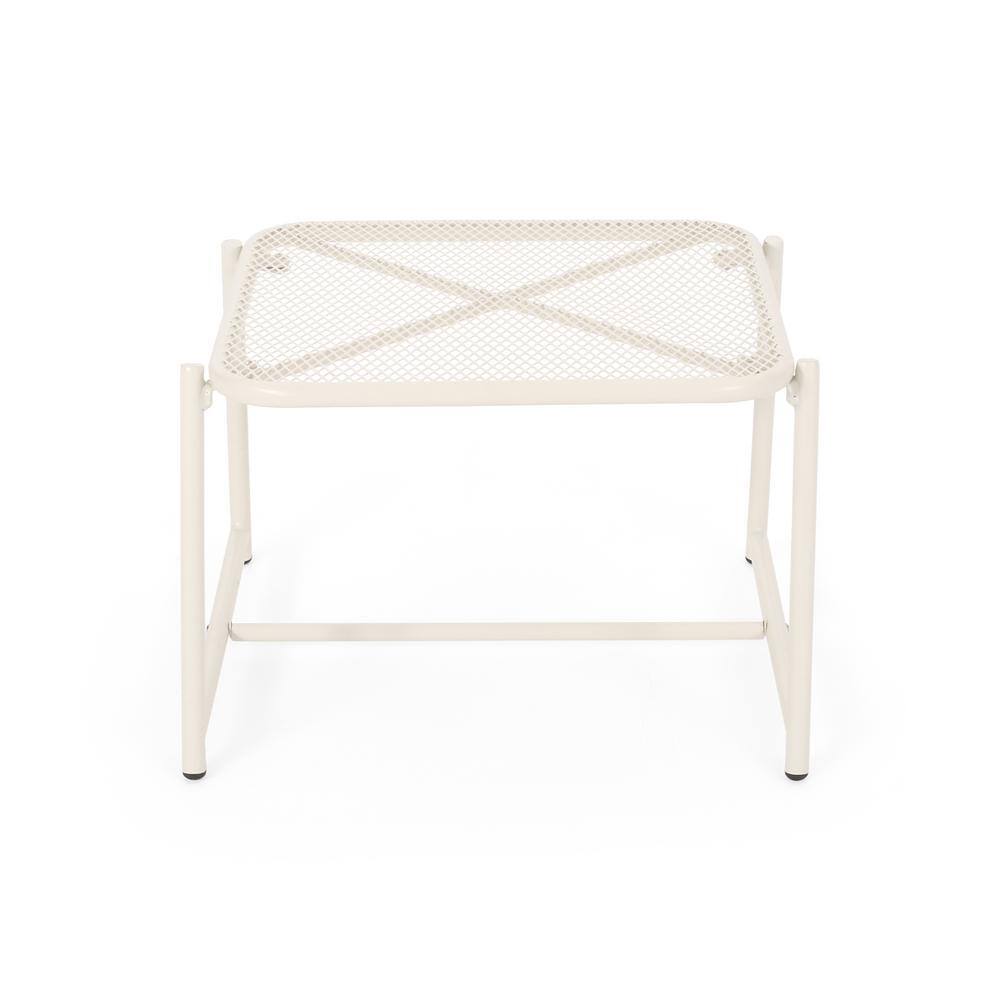 Kincaid Matte White 19.5 in. Metal Outdoor Side Table Accent Table Patio Co