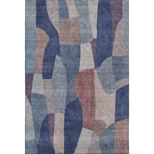 Mayfield Premium Machine Washable Abstract AMF2376 Blue 10 ft. x 14 ft. Area Rug