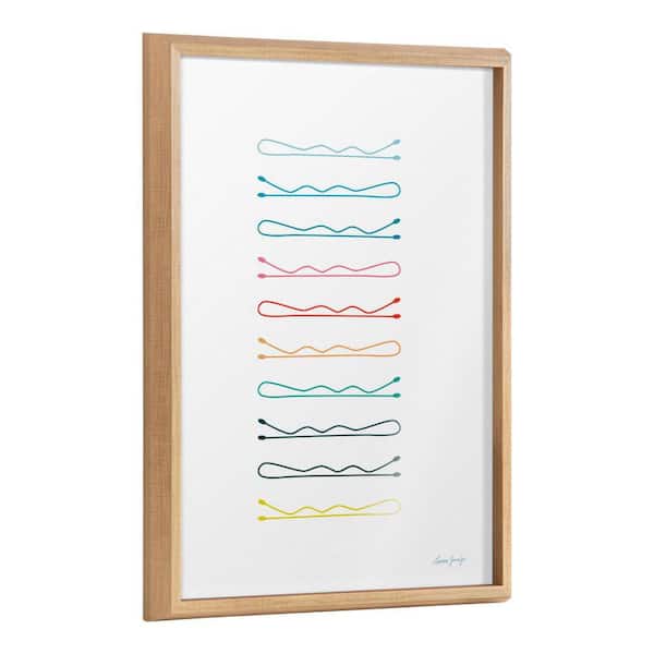 Kate and Laurel Blake "Colorful Bobby Pins" by Leonora Jennifer Benza of Yellow Heart Art Framed Glass Art Print 24 in. x 18 in.